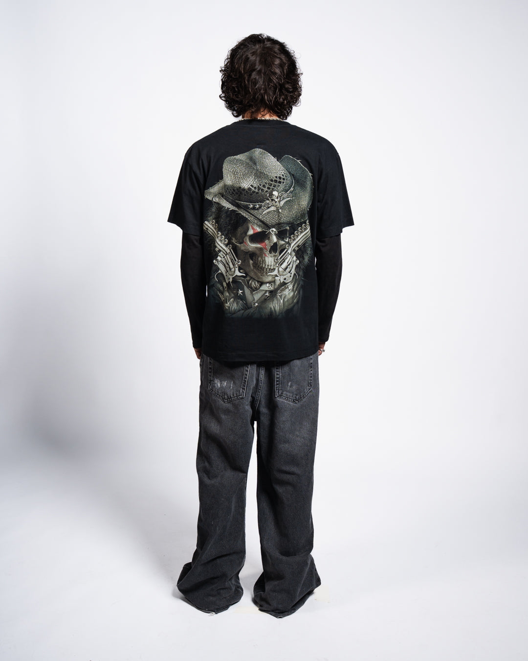 T-SHIRT SKULL COWBOY GUNSLINGER