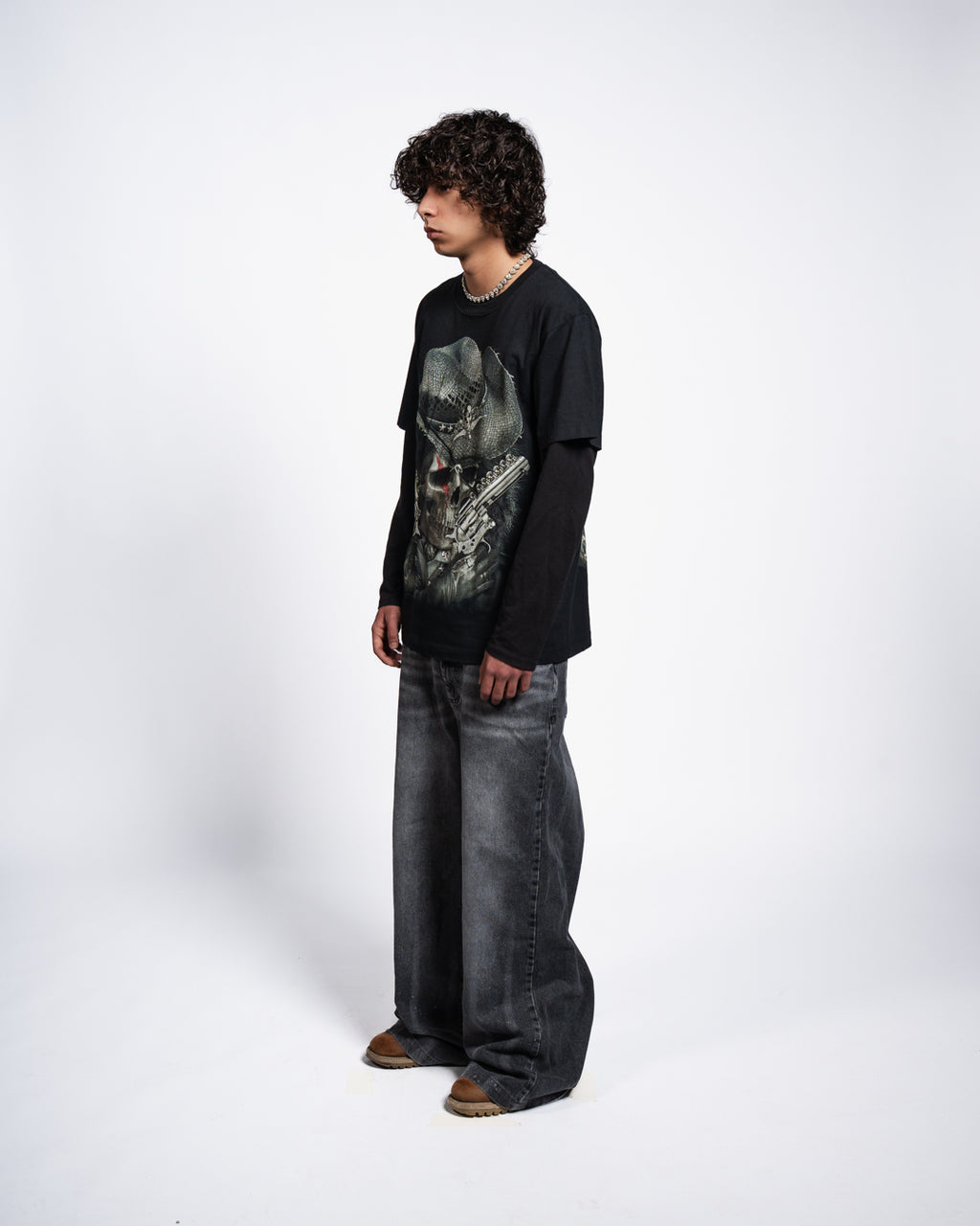 T-SHIRT SKULL COWBOY GUNSLINGER