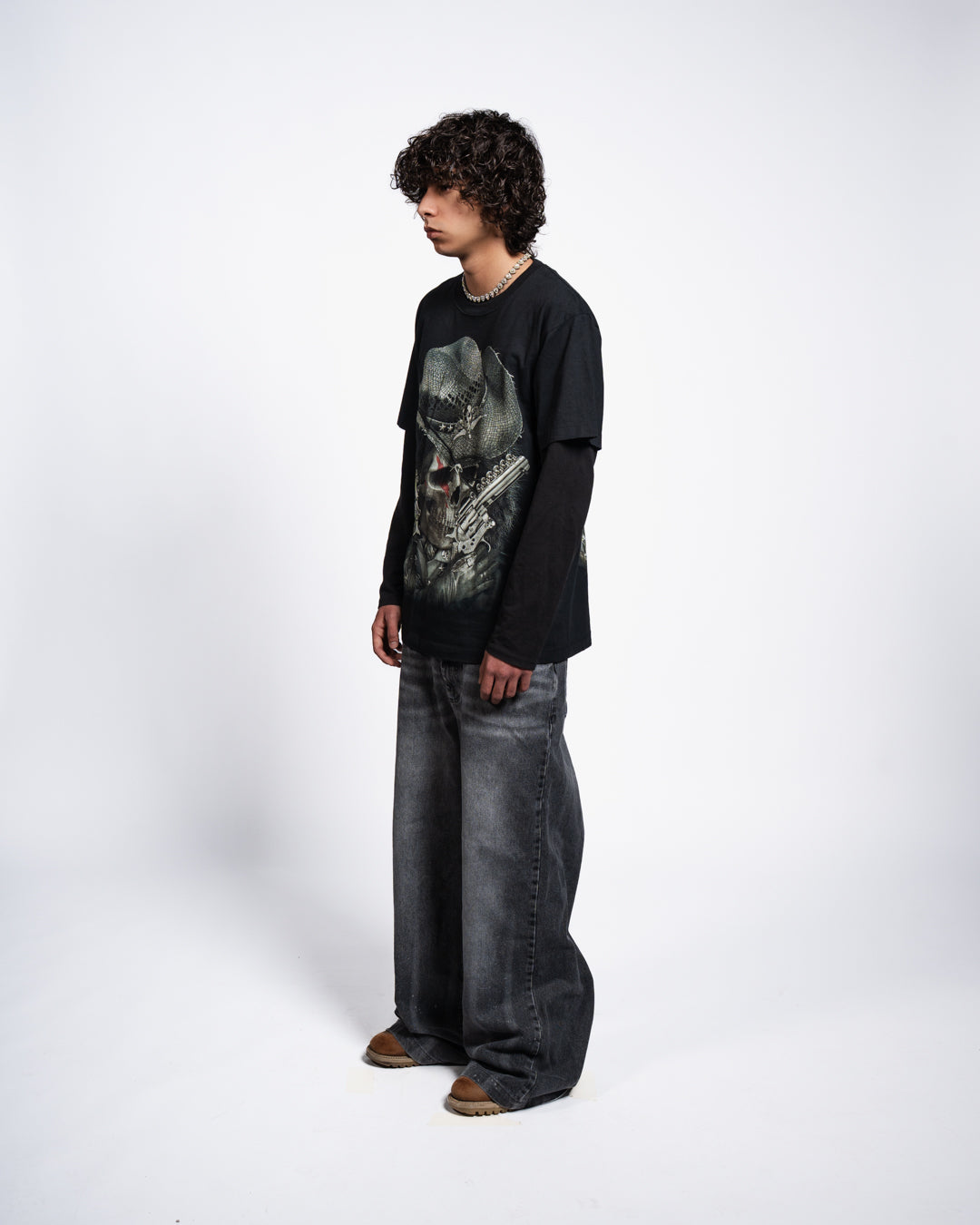 T-SHIRT SKULL COWBOY GUNSLINGER
